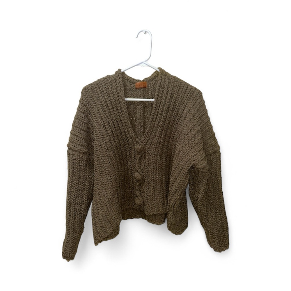 POL Chunky Knit Cardigan in Brown